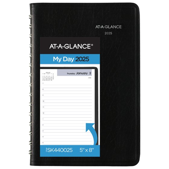 At A Glance Dayminder Daily Appointment Book Planner Black