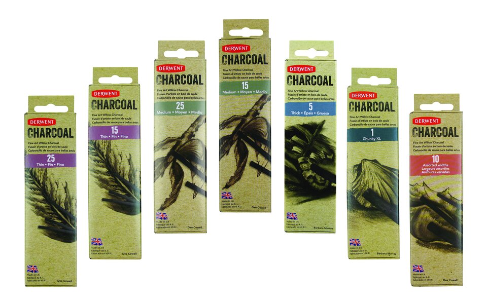 Derwent Thick Willow Charcoal Pack of 5 Natural Willow Sticks 