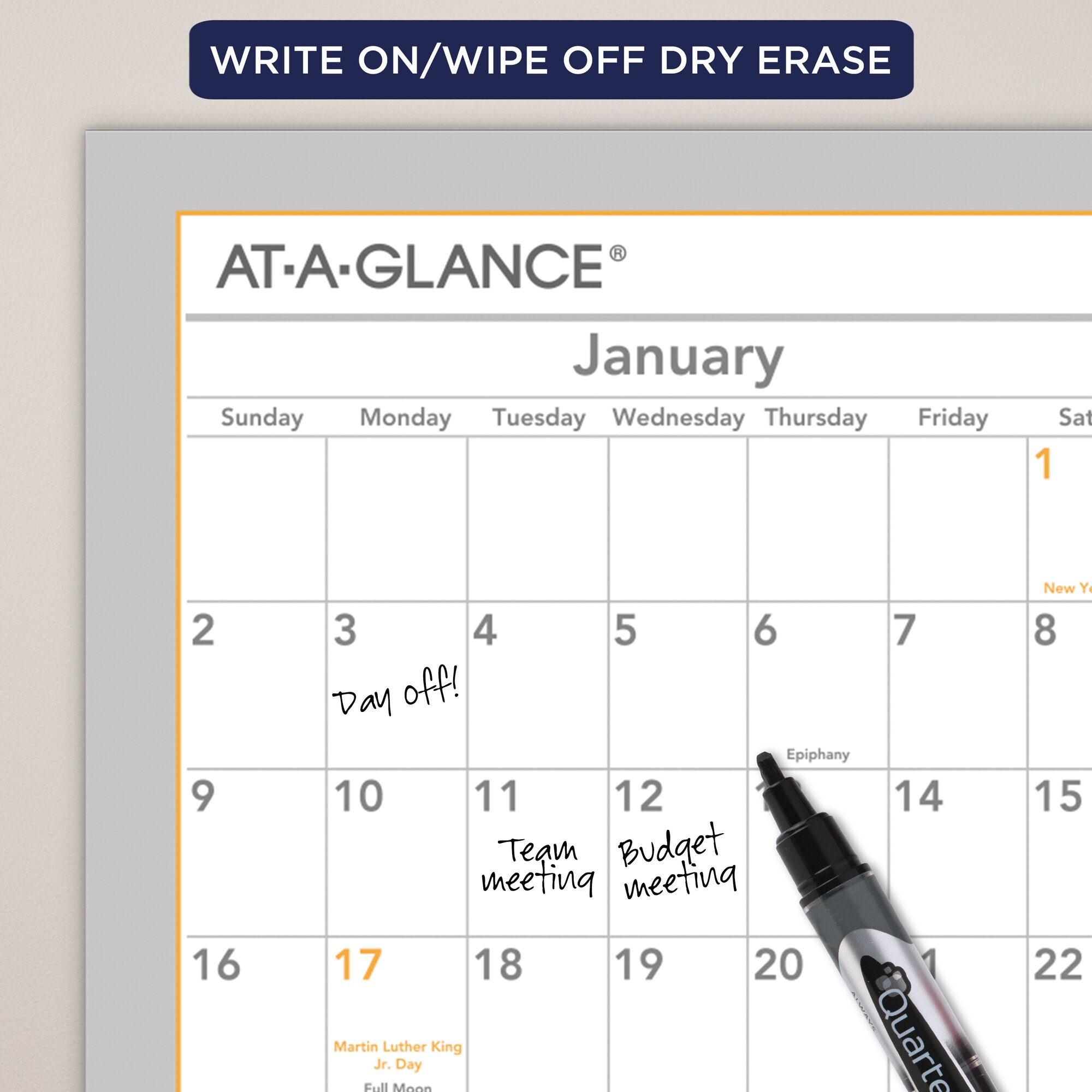 ATAGLANCE 2022 WALLMATES SelfAdhesive DryErase Yearly Calendar