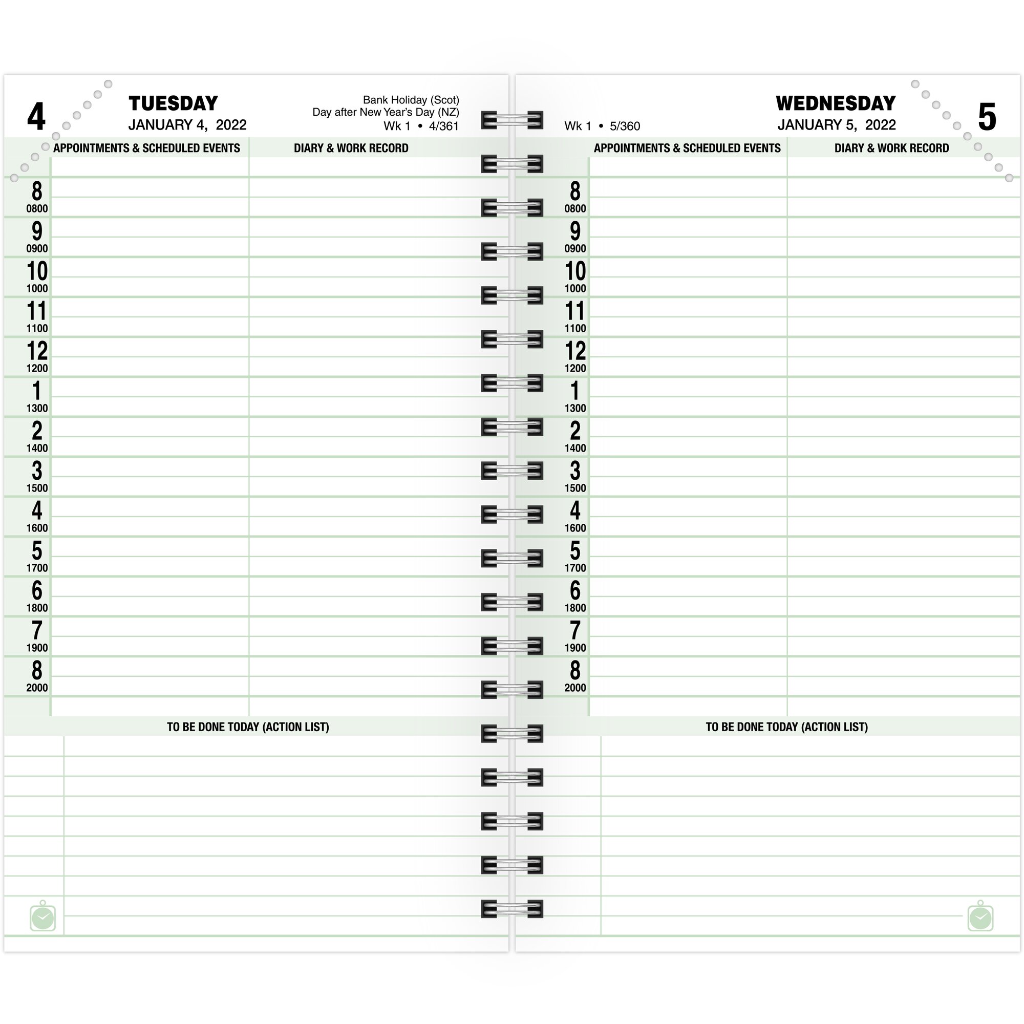 DAYTIMER 2022 ONE Page Per Day Planner Refill Wirebound Compact Size 3
