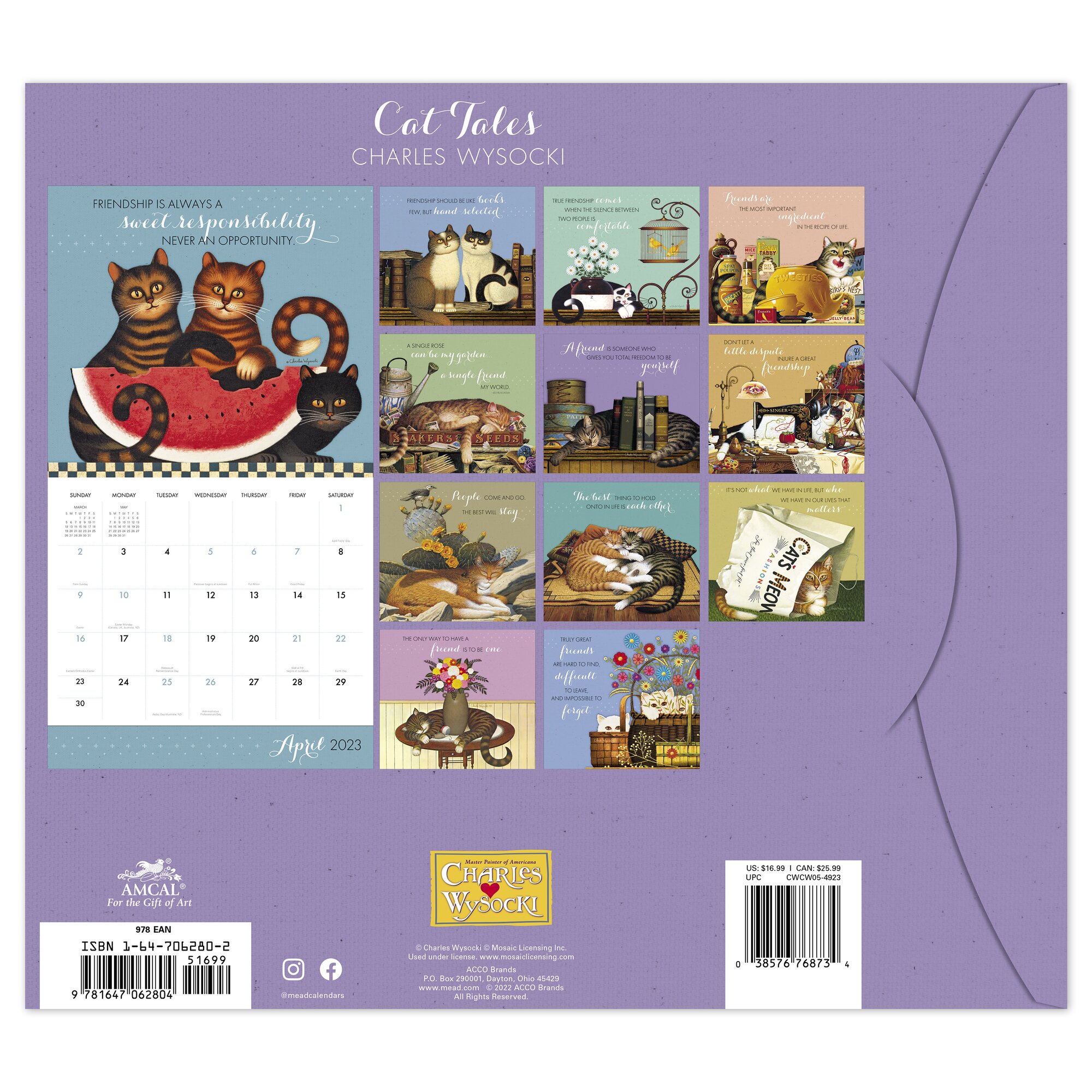 CHARLES WYSOCKI CAT Tales 2023 Monthly Wall Calendar 13 12 x 12 Wall