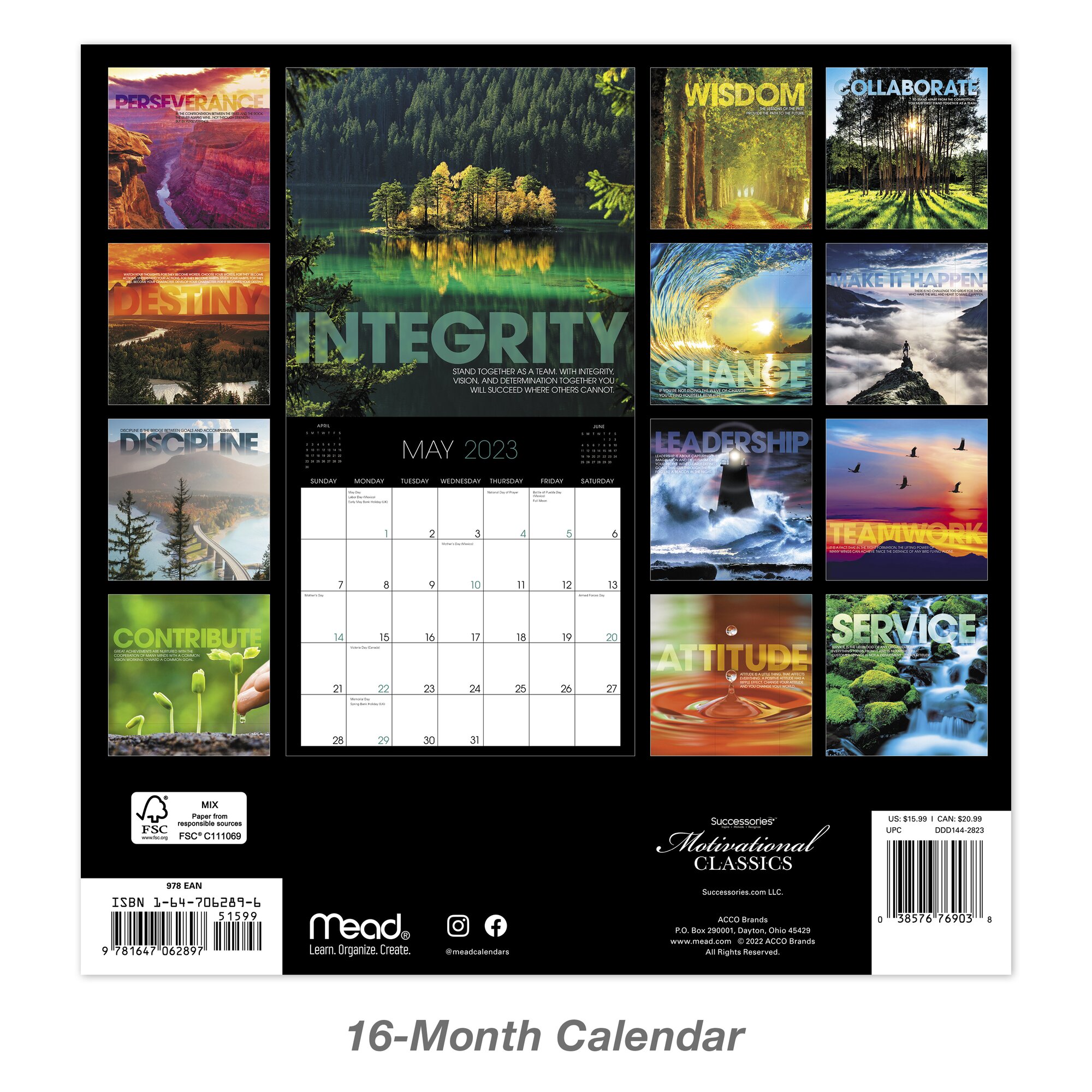 MOTIVATIONAL CLASSICS 2023 Monthly Wall Calendar 12 x 12 Wall