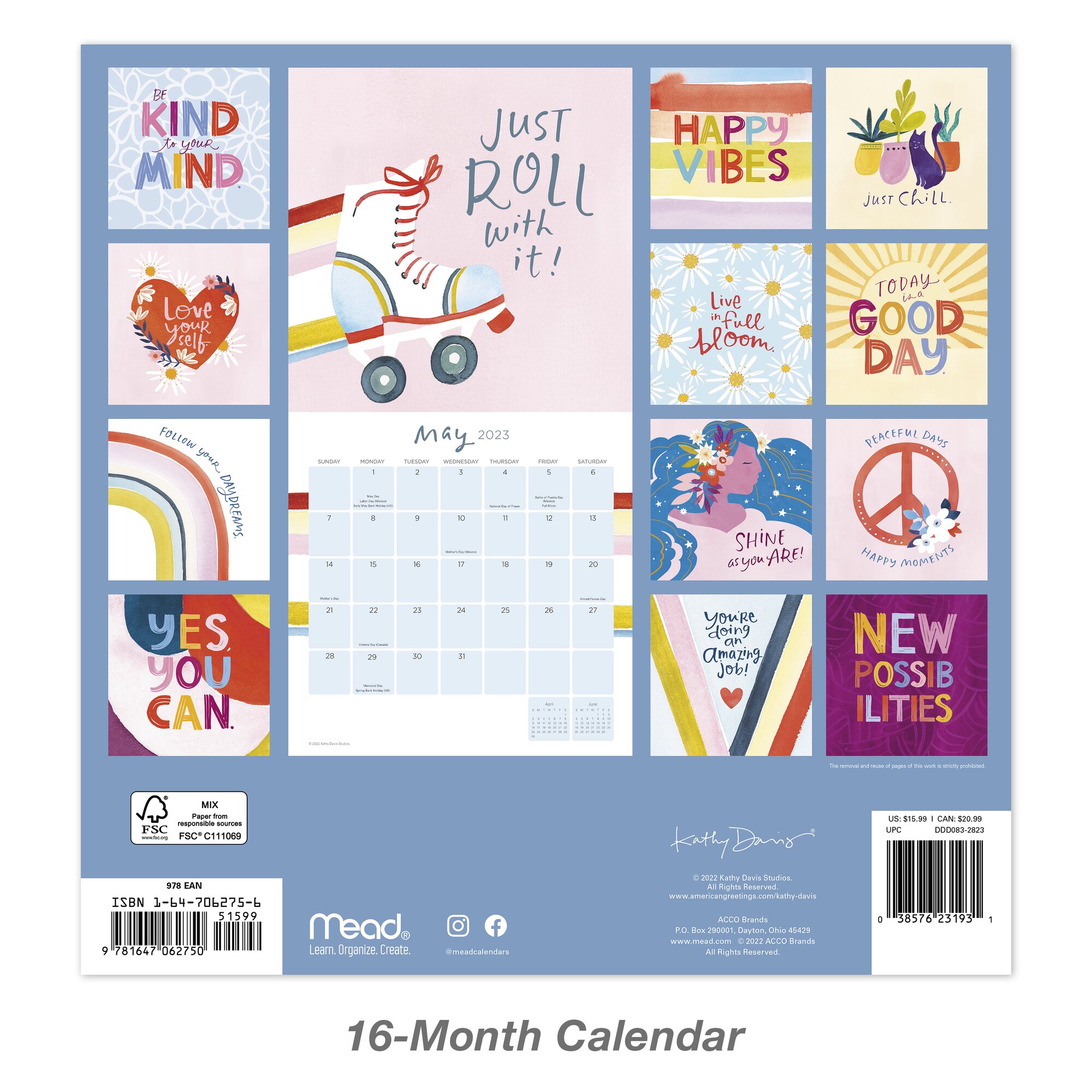 KATHY DAVIS 2023 Monthly Wall Calendar 12 x 12 Wall Calendars 16.00