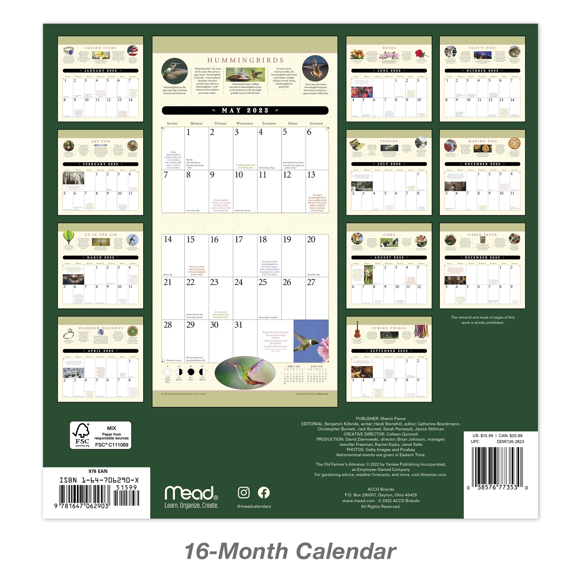 THE OLD FARMERS Almanac 2023 Monthly Wall Calendar 12 x 12 - Wall