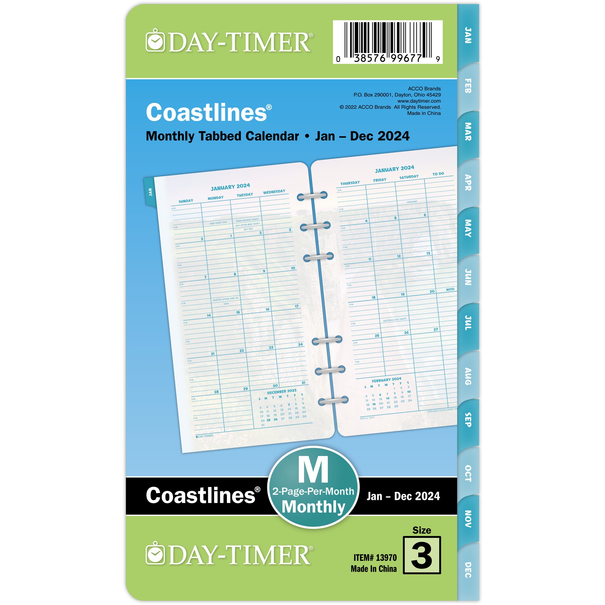 DAYTIMER COASTLINES JANUARY 2024 December 2024 Two Page Per Month