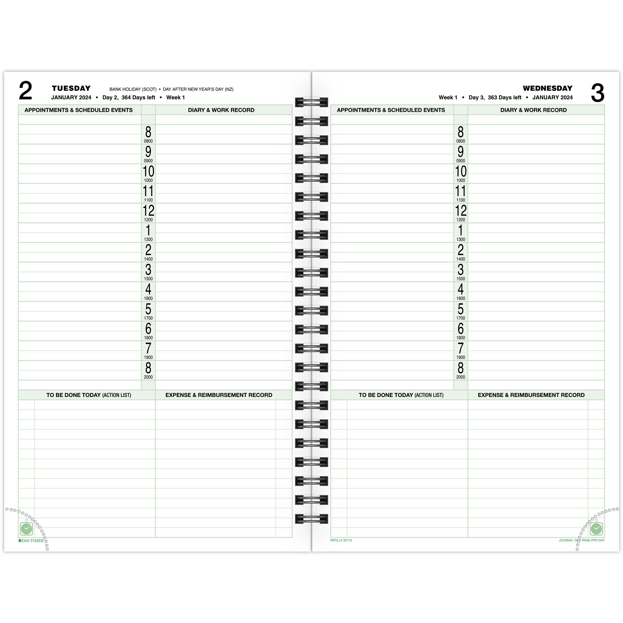 DAYTIMER JANUARY 2024 December 2024 One Page Per Day Planner Refill
