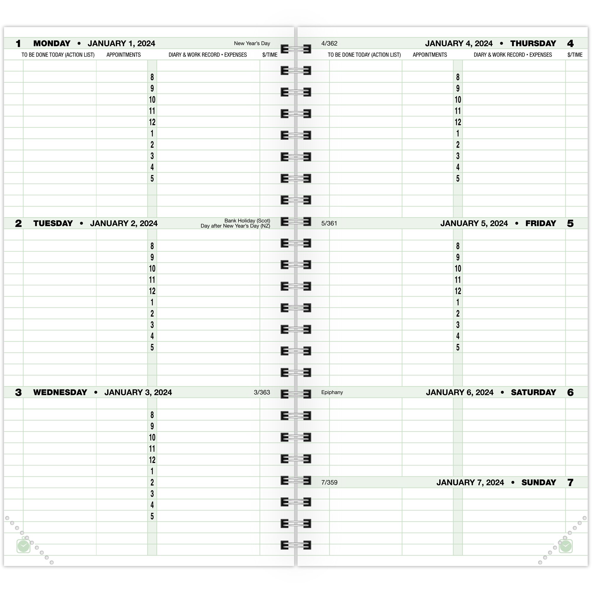 DAYTIMER JANUARY 2024 June 2024 Six Month Weekly Appointment Planner