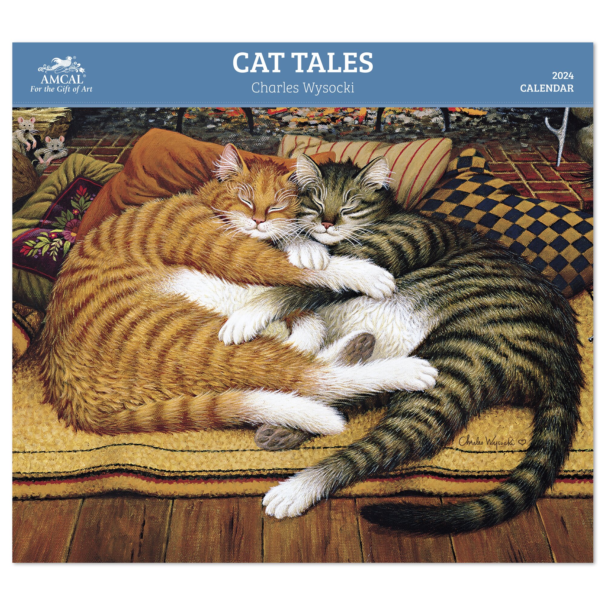 CHARLES WYSOCKI CAT Tales 2024 Monthly Wall Calendar 13 12 x 12 Wall