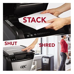 GBC AutoFeed+ Office Shredder, 300X, Micro-Cut, P-4, 300 Sheets 