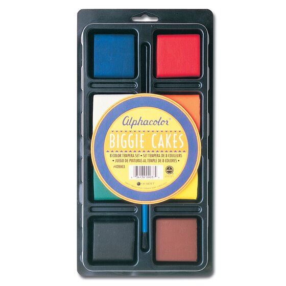 Alphacolor Biggie Cakes, Tempera Set, Assorted Colors, 8