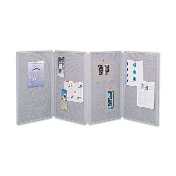 Quartet Tabletop Display Board, 72" x 30", 4 Panels, Doublesided, Gray