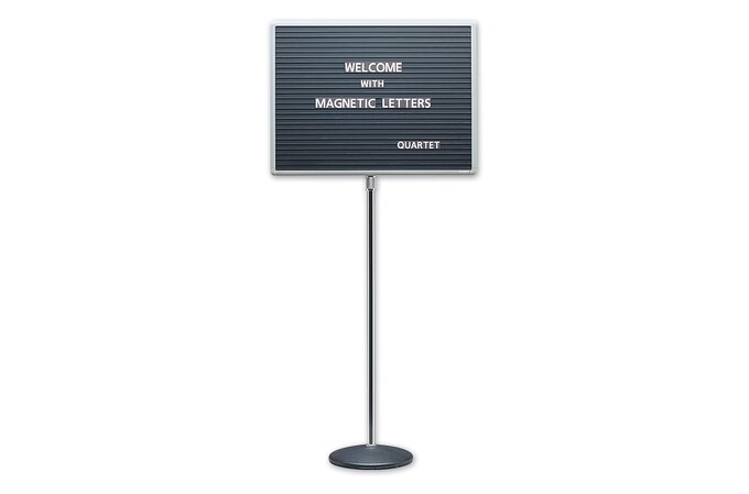 Quartet Adjustable Single Pedestal Letter Board, 20 x 16, Magnetic,  Aluminum Frame, Signage