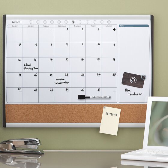 Planner Quartet Dry Erase Calendar Board Combo White Board & Cork Bo Magnetic 
