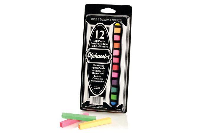 Alphacolor Soft Pastels 12 Set Fluorescent Square