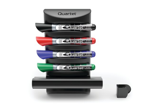 Quartet Prestige 2 Connects Marker Caddy, 4 EnduraGlide Dry-Erase Markers,  1 Eraser