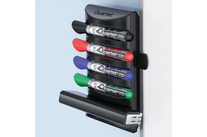 Quartet Prestige 2 Connects Marker Caddy, 4 EnduraGlide Dry-Erase Markers,  1 Eraser