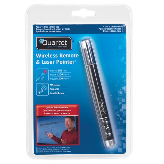 Quartet Wireless Remote and Laser Pointer, Class 2, Small Venue, Black