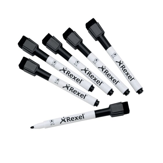 Magnetic Dry-Erase Markers Black (6)