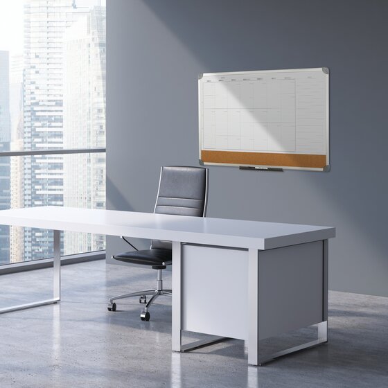 Quartet Calendar Combination Board, 36" x 24", Silver Aluminum