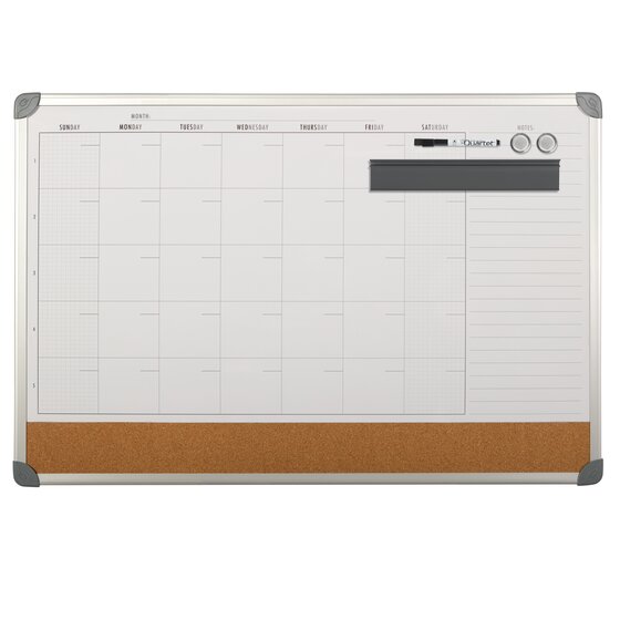 Quartet Calendar Combination Board, 36" x 24", Silver Aluminum