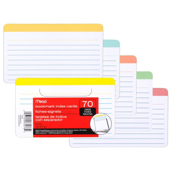 70-Count Mead Bookmark Index Cards 63078 Ruled 