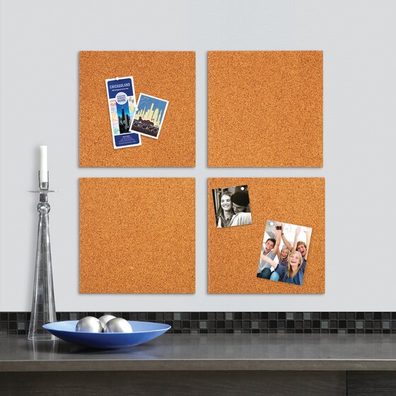 Juvale 4-Pack Natural Cork Tile Boards 12 x 12 Inch Frameless Mini Wall Bulletin Boards 