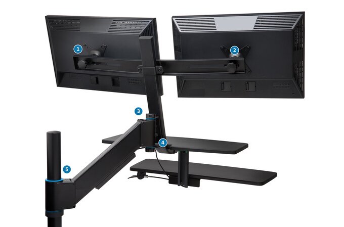 Dual Monitor Arm For Kensington Smartfit Sit Stand Workstation