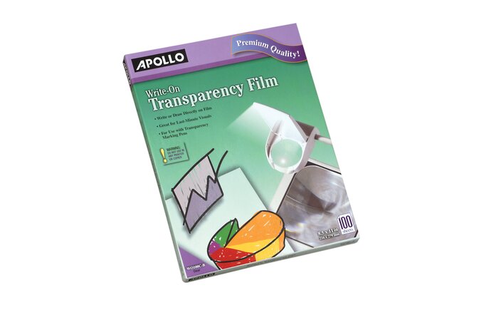 Apollo Write-On Transparency Film, 100 Sheets, Film