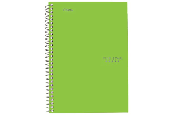 Five Star Wirebound Notebook, 5 Subject, College Ruled, 9 1 2