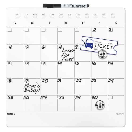 Quartet Magnetic Dry-Erase Calendar Board, 14