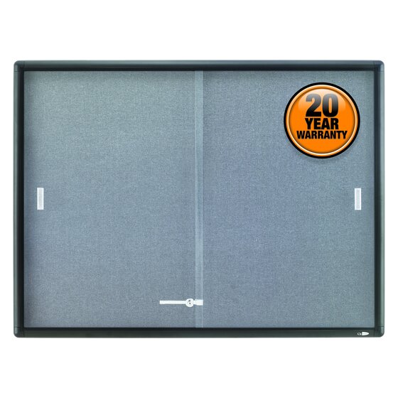 Quartet Enclosed Fabric Bulletin Board, 4' x 3', Sliding Door, Graphite