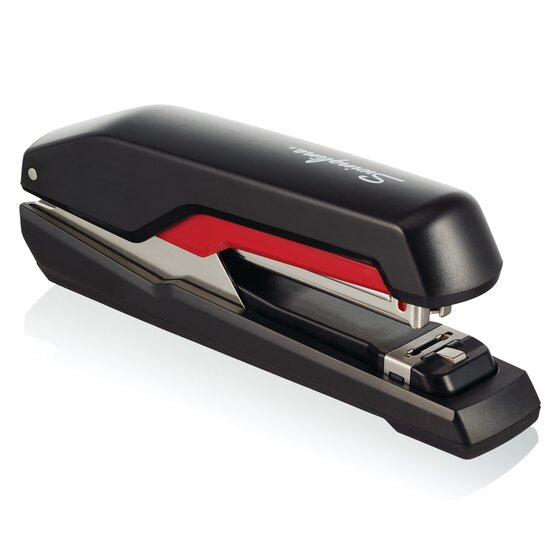 Swingline® SuperFlatClinch™ 30 Desktop Stapler, 30 Sheets, Black/Red