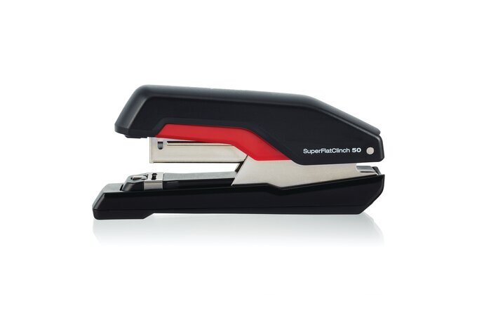Rapid Supreme S50 SuperFlatClinch Half Strip Stapler 50-Sheet Capacity Black/Red