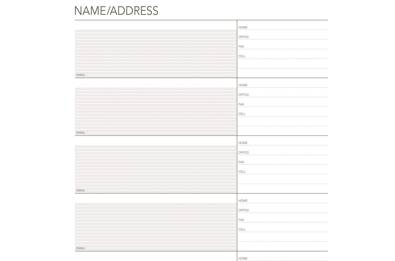 Address / Telephone 5-1/2 X 8-1/2 7-ring Sheets: PC82AD7