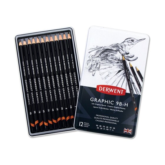 Sharpen Your Skills | Derwent Graphic Soft 12 Pencils Tin | Derwent UK