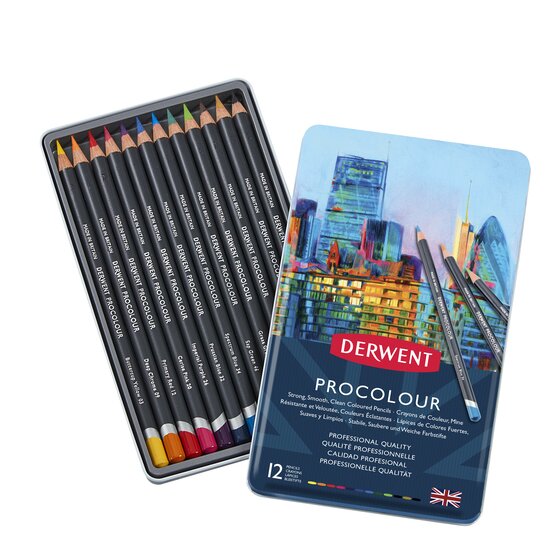 Caja metálica con 12 lápices de colores Procolour Dewent