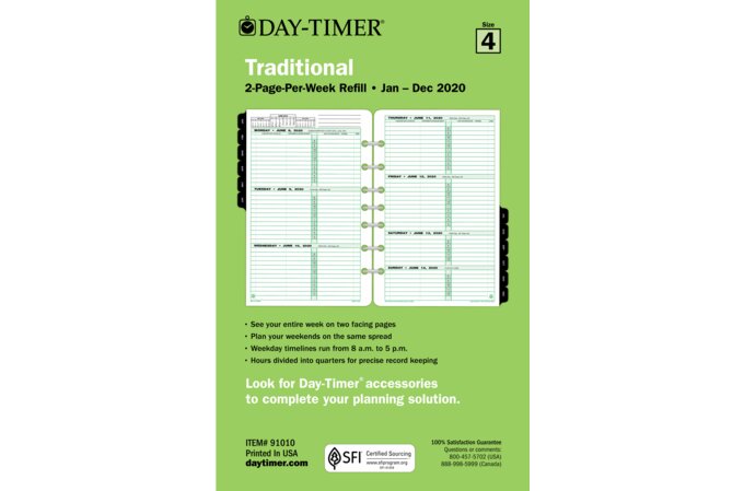 Day Timer Two Page Per Week Original Planner Refills 5 1 2 X 8 1 2 