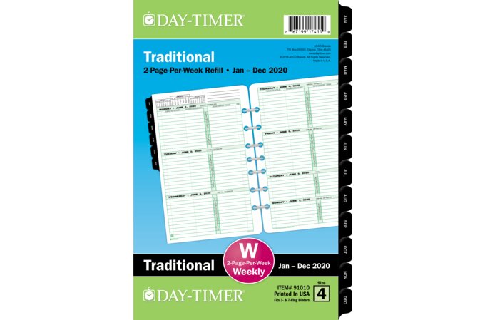 Day Timer Two Page Per Week Original Planner Refills 5 1 2 X 8 1 2 