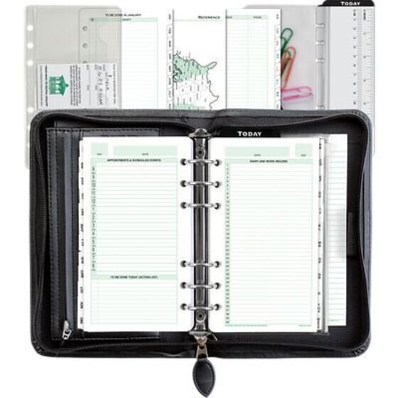 Day-Timer® Avalon Simulated Leather Starter Set, 6-Ring, Black