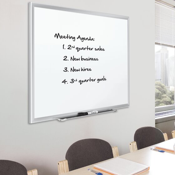 Classic Porcelain Magnetic Whiteboard Silver Aluminum Frame Sold as 1 Each 48 x 36 