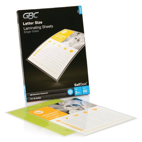 GBC Self Sealing Laminating Sheets, Single-Sided, Letter