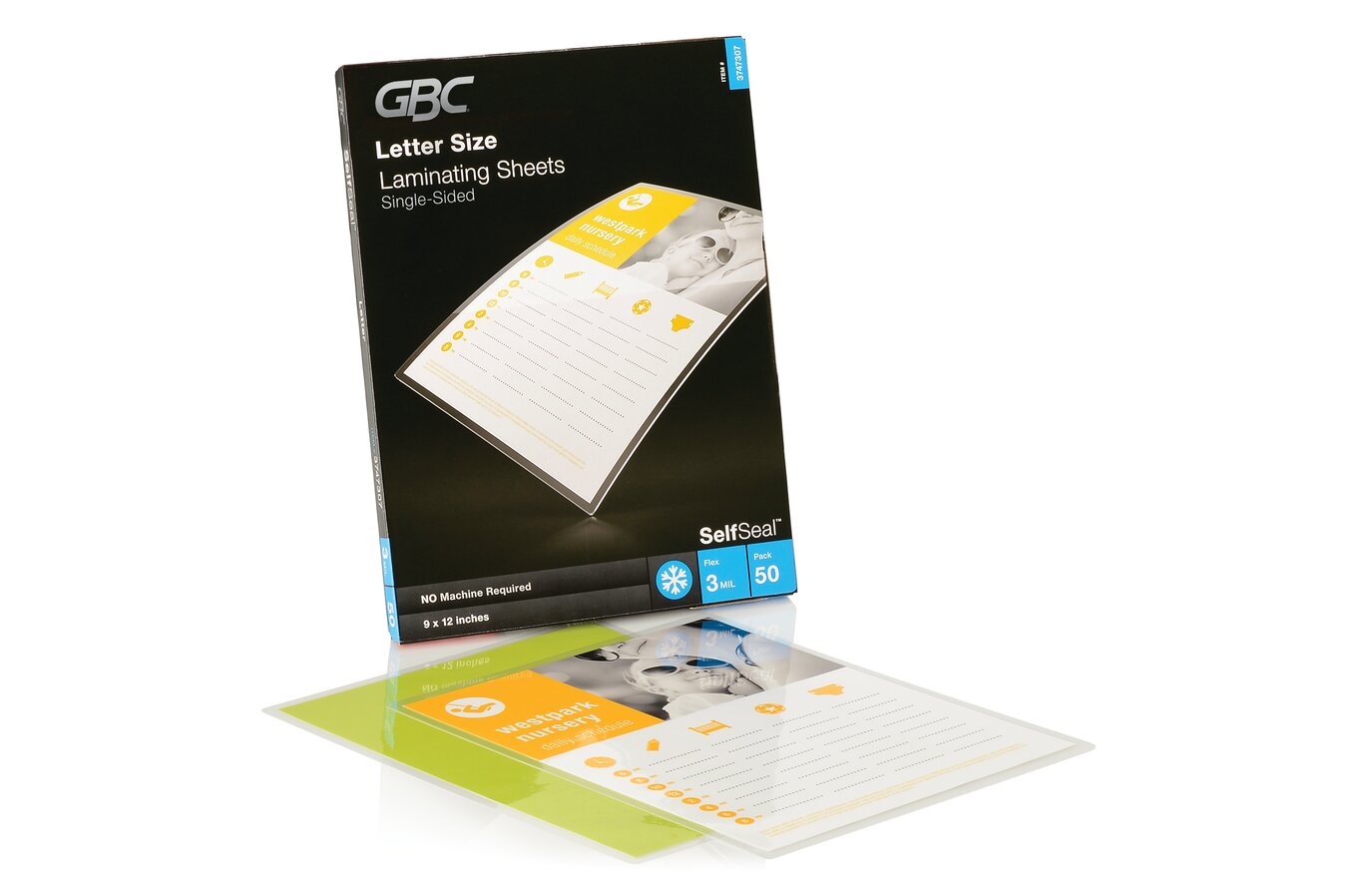 GBC Self Sealing Laminating Sheets, Single-Sided, Letter Size, 3