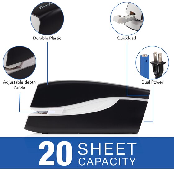 Swingline Portable Electric Stapler,Full Strip,20-Sheet Capacity,Black 48200 NEW 