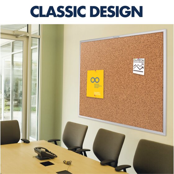 Quartet Classic Cork Bulletin Boards, Aluminum Frame | Cork Boards ...