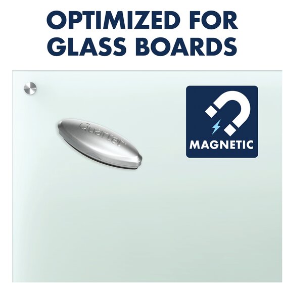 Premium Magnetic 3-In-1 6-1/2"x1-3/8",Silver Quartet Glass Whiteboard Eraser 
