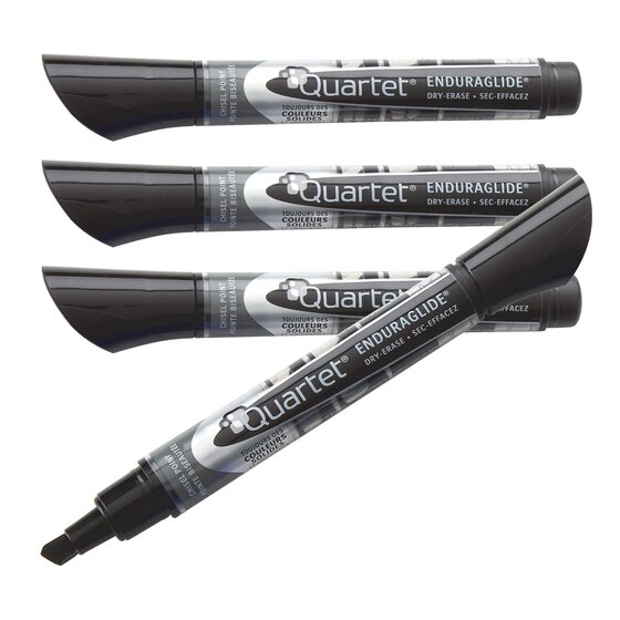Black Ink 4/Pack Quartet EnduraGlide Dry-Erase Markers Chisel Tip 