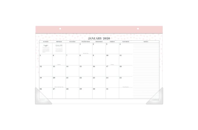 Cambridge Workstyle Monthly Desk Pad Calendar Compact Pink