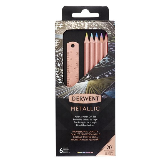Set de lápices y regla en tonos cobrizos Derwent Metallic Copper