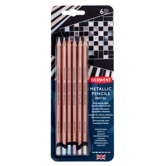Blíster con 6 lápices metalizados en tonos pastel Derwent Metallic Pastel