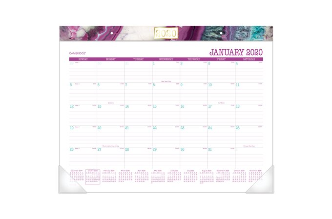 Cambridge Agate Monthly Desk Pad Calendar Large Desk Calendars